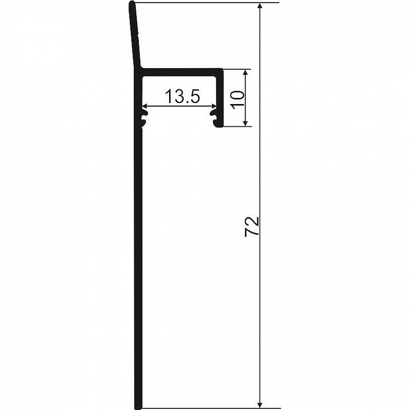 Алюминиевый светодиодный профиль-плинтус для светодиодной ленты (прямой) 3м